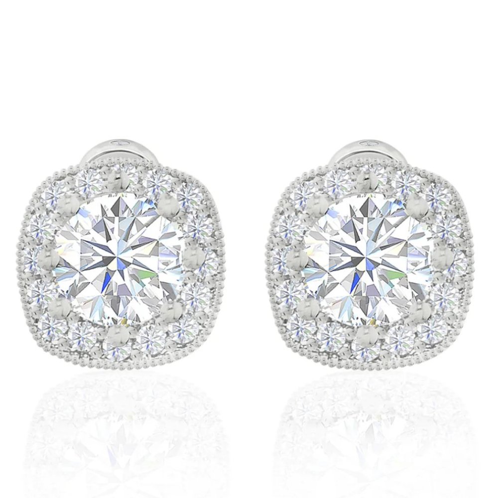 ZAXIE | Cushion Cut CZ Halo Stud Earrings | NWT